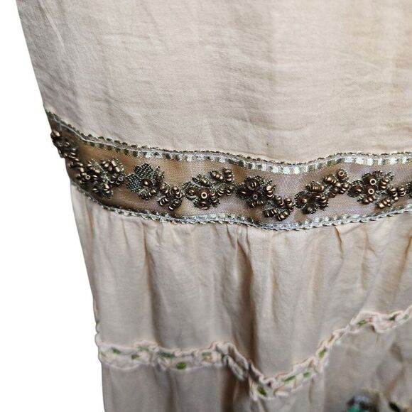 Vintage Y2K Hazel Maxi Hippie Maxi Peasant Skirt Womens Size L Tan Multi - Picture 3 of 10